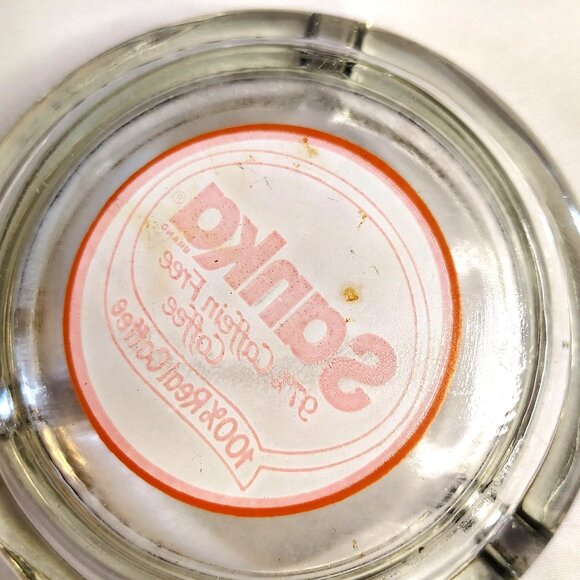 Vintage Sanka Ashtrays Glass 4 Inch Round Lot of 2 Different Advertising Labels - Picture 4 of 16